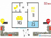 1-комнатная квартира, 35 м², 2/9 эт. Калининград