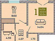 1-комнатная квартира, 34 м², 6/9 эт. Калининград