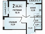 2-комнатная квартира, 66 м², 2/24 эт. Краснодар