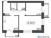 2-комнатная квартира, 56 м², 7/12 эт. Красноярск