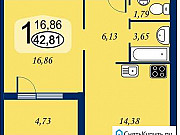 1-комнатная квартира, 43 м², 3/17 эт. Тюмень