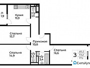 3-комнатная квартира, 77 м², 6/12 эт. Москва