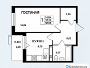 1-комнатная квартира, 38 м², 2/14 эт. Москва