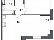 2-комнатная квартира, 46 м², 2/23 эт. Москва