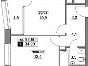 1-комнатная квартира, 34 м², 17/22 эт. Москва