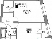 1-комнатная квартира, 37 м², 15/20 эт. Москва