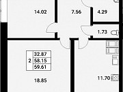 2-комнатная квартира, 54 м², 10/12 эт. Санкт-Петербург