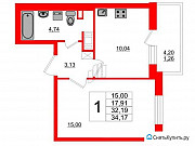 1-комнатная квартира, 32 м², 8/25 эт. Санкт-Петербург