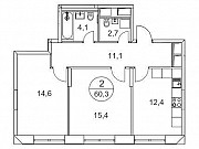 2-комнатная квартира, 60 м², 2/25 эт. Москва