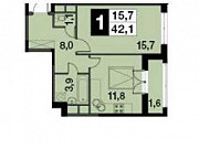 1-комнатная квартира, 43 м², 2/11 эт. Развилка