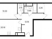 2-комнатная квартира, 66 м², 19/26 эт. Москва