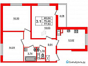 3-комнатная квартира, 75 м², 2/25 эт. Санкт-Петербург