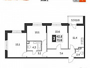 3-комнатная квартира, 73 м², 2/22 эт. Москва