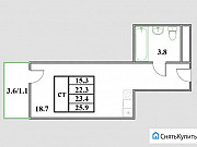 1-комнатная квартира, 27 м², 23/25 эт. Москва