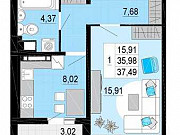 1-комнатная квартира, 37 м², 21/25 эт. Санкт-Петербург