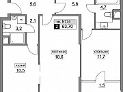 2-комнатная квартира, 63 м², 1/22 эт. Москва