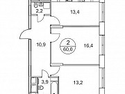 2-комнатная квартира, 59 м², 21/25 эт. Москва