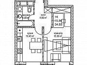 1-комнатная квартира, 34 м², 3/16 эт. Москва