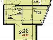 2-комнатная квартира, 69 м², 12/16 эт. Рязань