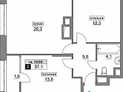 2-комнатная квартира, 57 м², 16/17 эт. Москва