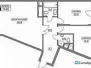 3-комнатная квартира, 74 м², 19/20 эт. Москва