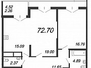 2-комнатная квартира, 72 м², 10/18 эт. Санкт-Петербург