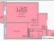 1-комнатная квартира, 35 м², 5/16 эт. Тюмень