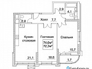 1-комнатная квартира, 45 м², 11/11 эт. Москва