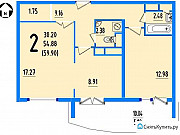 2-комнатная квартира, 56 м², 2/24 эт. Москва