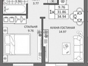 1-комнатная квартира, 34 м², 18/19 эт. Новокуйбышевск