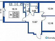 3-комнатная квартира, 63 м², 2/23 эт. Санкт-Петербург