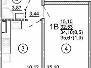 1-комнатная квартира, 35 м², 2/17 эт. Тверь