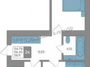 2-комнатная квартира, 56 м², 2/9 эт. Калининград