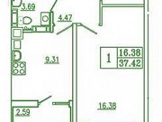 1-комнатная квартира, 37 м², 5/9 эт. Калининград