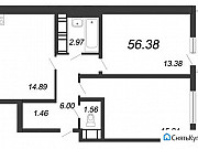 2-комнатная квартира, 56 м², 12/24 эт. Санкт-Петербург