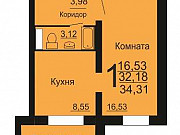 1-комнатная квартира, 34 м², 5/10 эт. Челябинск