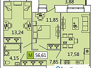 2-комнатная квартира, 57 м², 11/11 эт. Архангельск