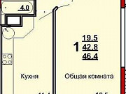 1-комнатная квартира, 46 м², 3/14 эт. Тула