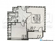 1-комнатная квартира, 48 м², 5/21 эт. Москва