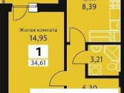 1-комнатная квартира, 34 м², 21/25 эт. Пермь