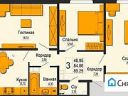 3-комнатная квартира, 89 м², 5/16 эт. Краснодар