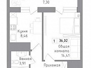 1-комнатная квартира, 36 м², 3/18 эт. Батайск