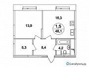 1-комнатная квартира, 46 м², 2/25 эт. Москва