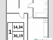 1-комнатная квартира, 36 м², 2/25 эт. Москва