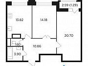 2-комнатная квартира, 66 м², 12/19 эт. Москва