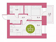 2-комнатная квартира, 34 м², 3/17 эт. Красноярск