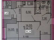 1-комнатная квартира, 38 м², 3/15 эт. Рязань