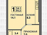 1-комнатная квартира, 35 м², 6/7 эт. Светлогорск
