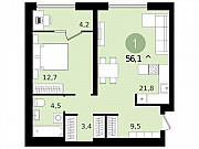 1-комнатная квартира, 56 м², 2/15 эт. Екатеринбург