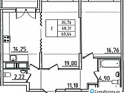 2-комнатная квартира, 71 м², 4/18 эт. Санкт-Петербург